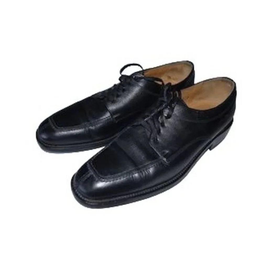 E.T. Wright black lace up split toe dress shoes mens 14‎ B (sole wear) 602562